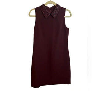 ISABEL & NINA MAROON SEQUIN COLLAR DRESS